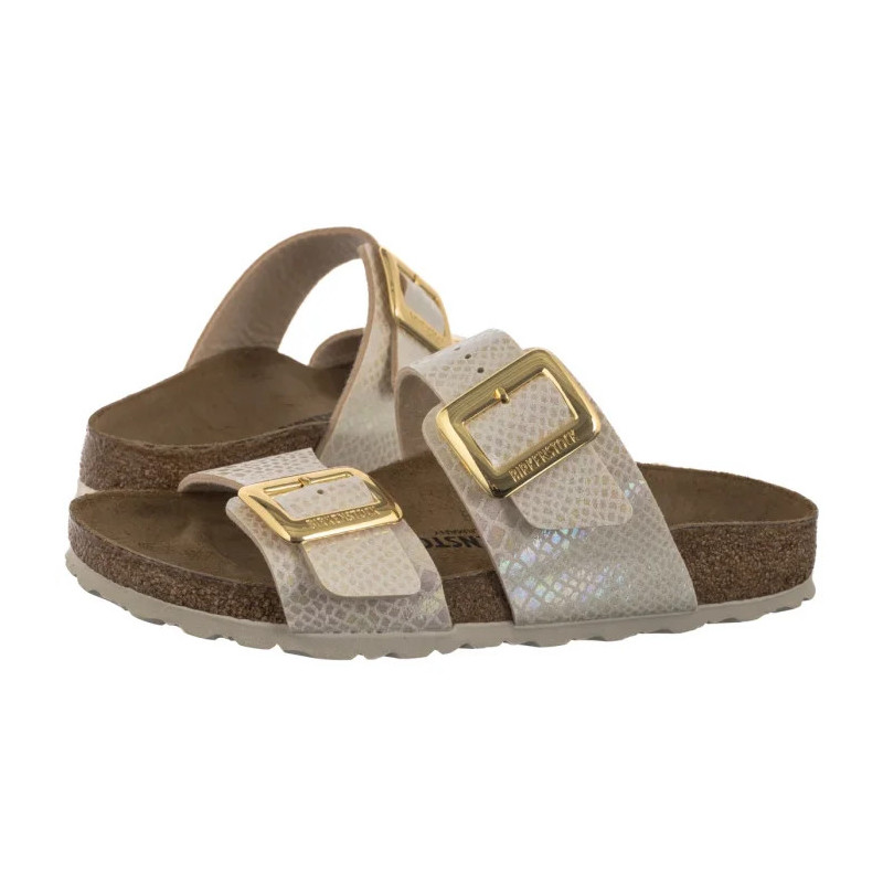 Birkenstock Sydney Cushion Buckle Shiny Snake Cream 1030258 (BK314-a) Sieviešu apavi/Flip Flops