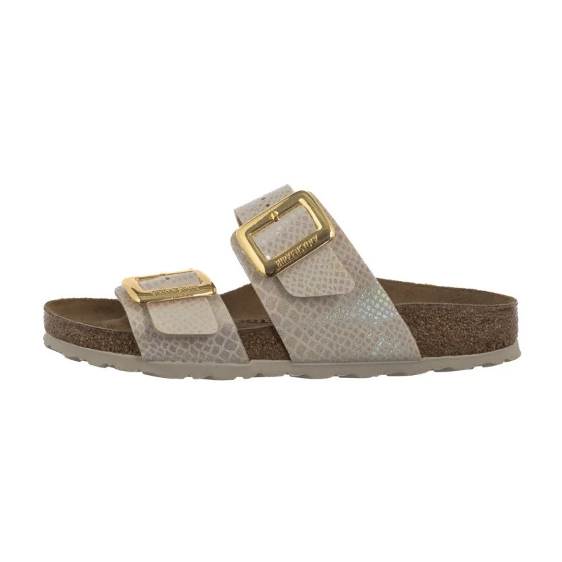 Birkenstock Sydney Cushion Buckle Shiny Snake Cream 1030258 (BK314-a) Women's Shoes/Flip Flops