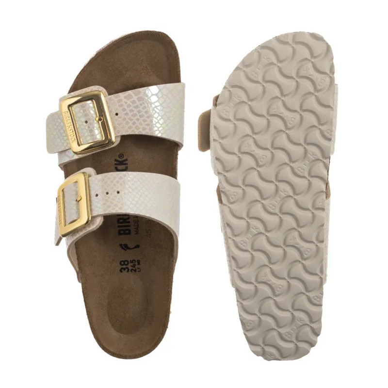 Birkenstock Sydney Cushion Buckle Shiny Snake Cream 1030258 (BK314-a) Sieviešu apavi/Flip Flops
