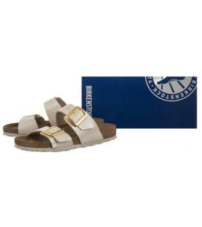 Birkenstock Sydney Cushion Buckle Shiny Snake Cream 1030258 (BK314-a) Moteriški batai/šlepetės