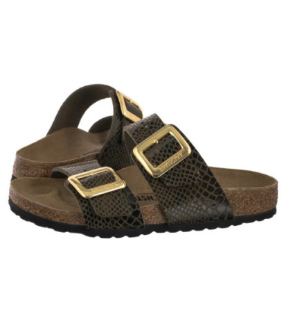 Birkenstock Sydney Cushion Buckle SYN Shiny Snake Sage 1030888 (BK314-b) Women's Shoes/Flip Flops