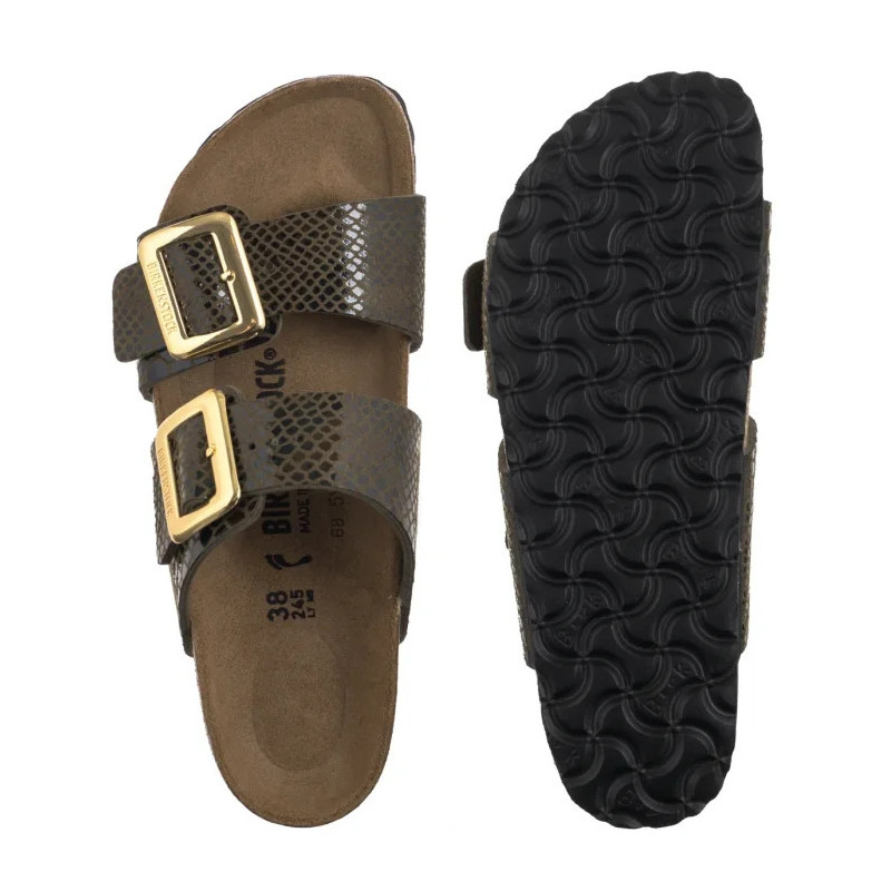 Birkenstock Sydney Cushion Buckle SYN Shiny Snake Sage 1030888 (BK314-b) Women's Shoes/Flip Flops