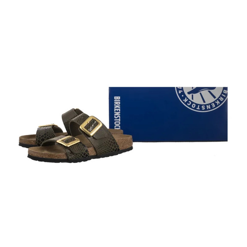 Birkenstock Sydney Cushion Buckle SYN Shiny Snake Sage 1030888 (BK314-b) Women's Shoes/Flip Flops
