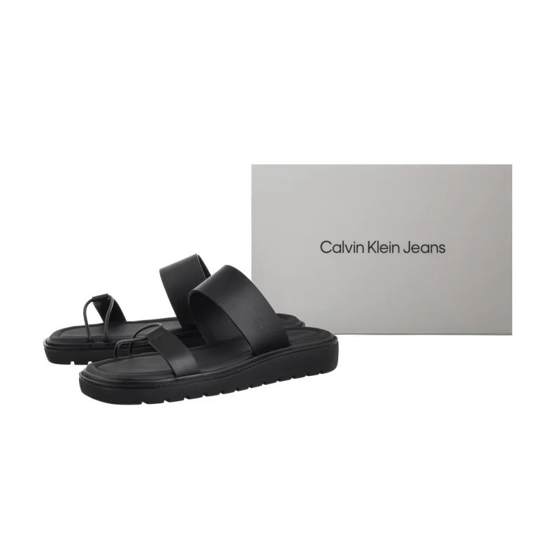 Calvin Klein Rope Sandal Soft Lth Mg Ck Black YW0YW01864 BEH (CK681-a) Women's Shoes/Flip Flops