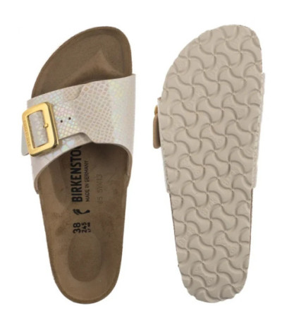 Birkenstock Catalina Cushion Buckle Shiny Snake Cream 1030360 (BK317-a) Moteriški batai/šlepetės