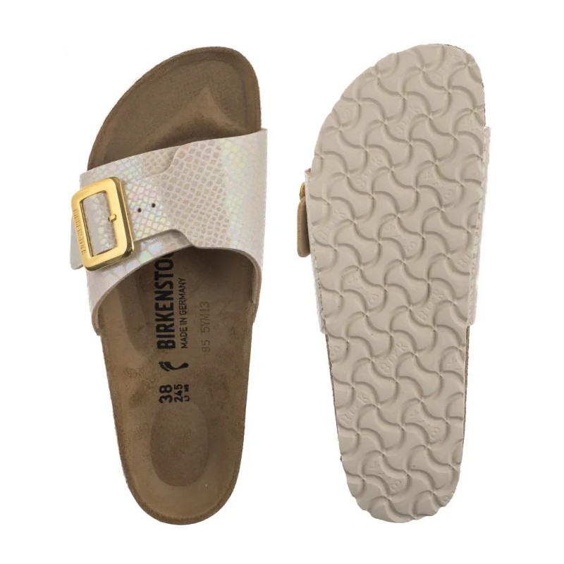 Birkenstock Catalina Cushion Buckle Shiny Snake Cream 1030360 (BK317-a) Moteriški batai/šlepetės