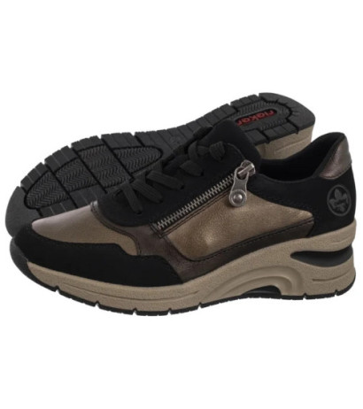 Rieker Czarne/Złote N9301-91 Beige Combination (RI277-a) kurpes