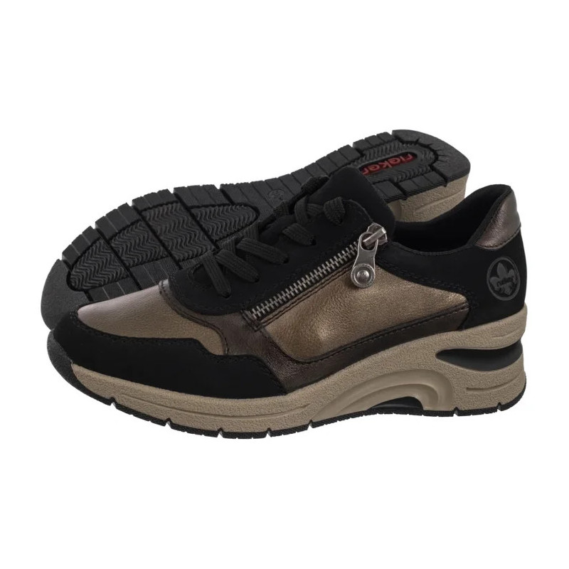 Rieker Czarne/Złote N9301-91 Beige Combination (RI277-a) kurpes