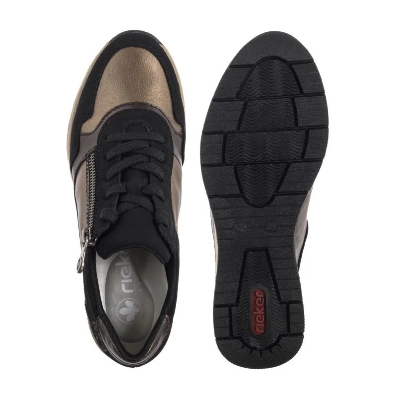 Rieker Czarne/Złote N9301-91 Beige Combination (RI277-a) kurpes