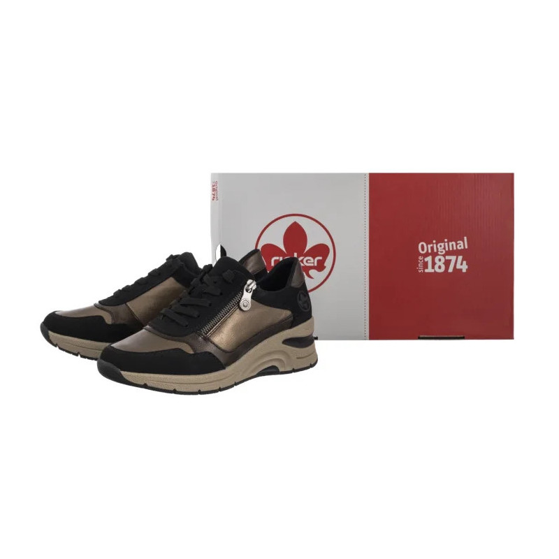 Rieker Czarne/Złote N9301-91 Beige Combination (RI277-a) kurpes