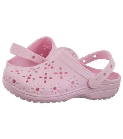 Crocs Classic Floral Cut Out Clog Pink Milk 210943-6ZW (CR345-b) Women's Shoes/Flip Flops