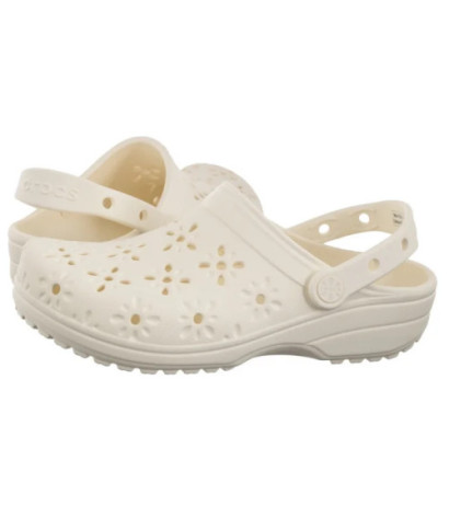 Crocs Classic Floral Cut Out Clog Chalk 210927-0WV (CR389-b) Moteriški batai/šlepetės