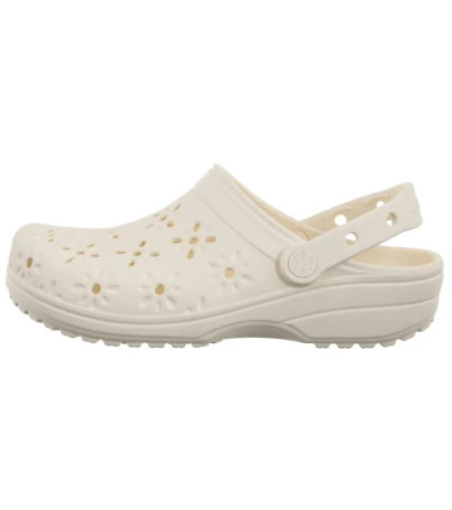 Crocs Classic Floral Cut Out Clog Chalk 210927-0WV (CR389-b) Women's Shoes/Flip Flops