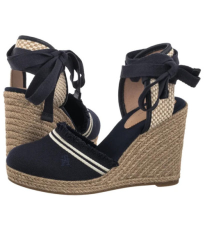 Tommy Hilfiger Fringe Canvas High Wedge Space Blue FW0FW08878 DW6 (TH1358-a) kurpes