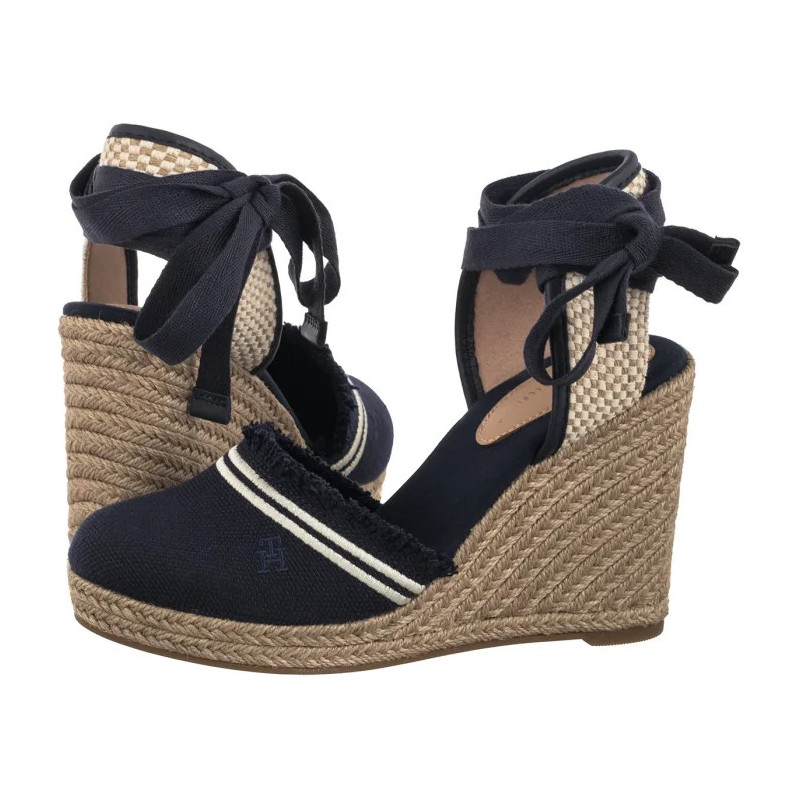 Tommy Hilfiger Fringe Canvas High Wedge Space Blue FW0FW08878 DW6 (TH1358-a) kingad