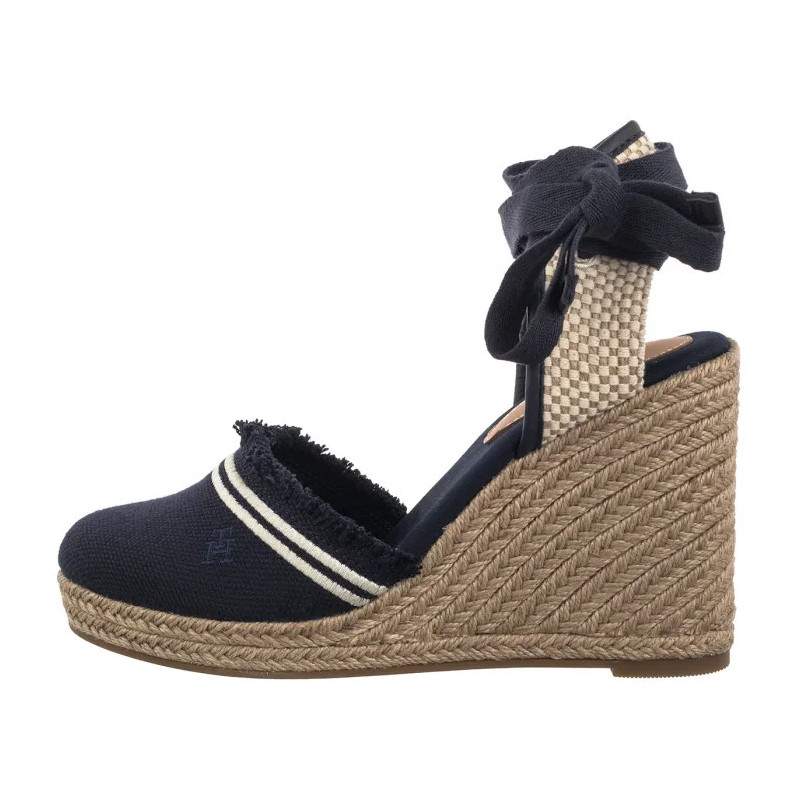 Tommy Hilfiger Fringe Canvas High Wedge Space Blue FW0FW08878 DW6 (TH1358-a) shoes