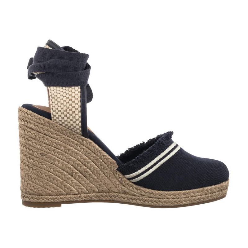 Tommy Hilfiger Fringe Canvas High Wedge Space Blue FW0FW08878 DW6 (TH1358-a) shoes