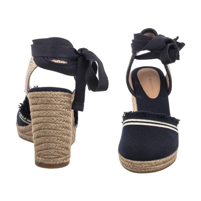 Tommy Hilfiger Fringe Canvas High Wedge Space Blue FW0FW08878 DW6 (TH1358-a) batai