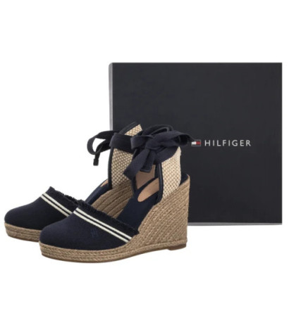 Tommy Hilfiger Fringe Canvas High Wedge Space Blue FW0FW08878 DW6 (TH1358-a) kingad