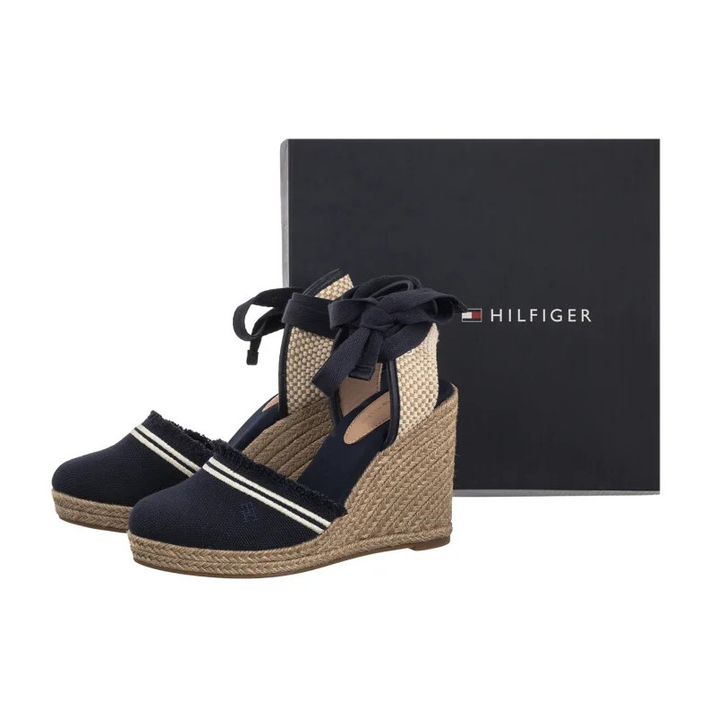 Tommy Hilfiger Fringe Canvas High Wedge Space Blue FW0FW08878 DW6 (TH1358-a) batai