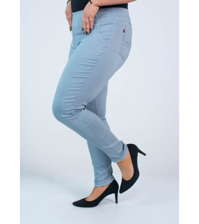 Ilgos tamprios kelnės paaukštintu liemeniu BENGALINY 07 Dark pigeon