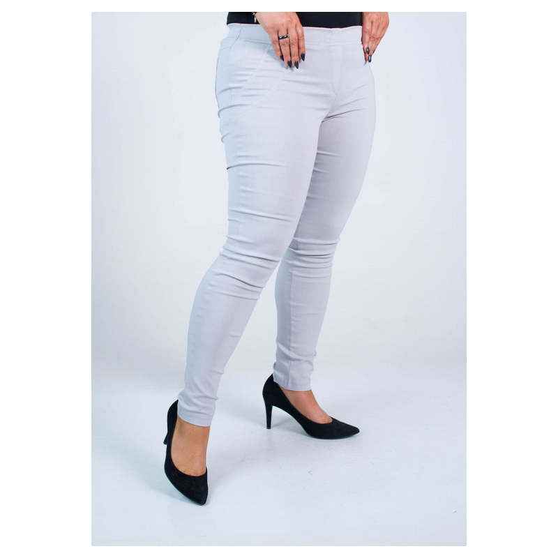 Long stretch pants with a raised waist BENGALINY 07 K11 Light pigeon