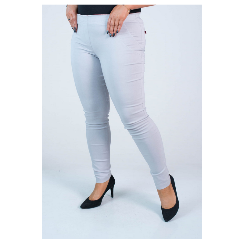 Long stretch pants with a raised waist BENGALINY 07 K11 Light pigeon