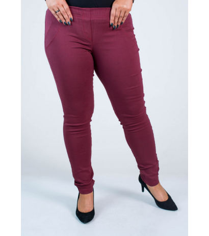 Long stretch pants with a raised waist BENGALINY 07 K16 Burgundy