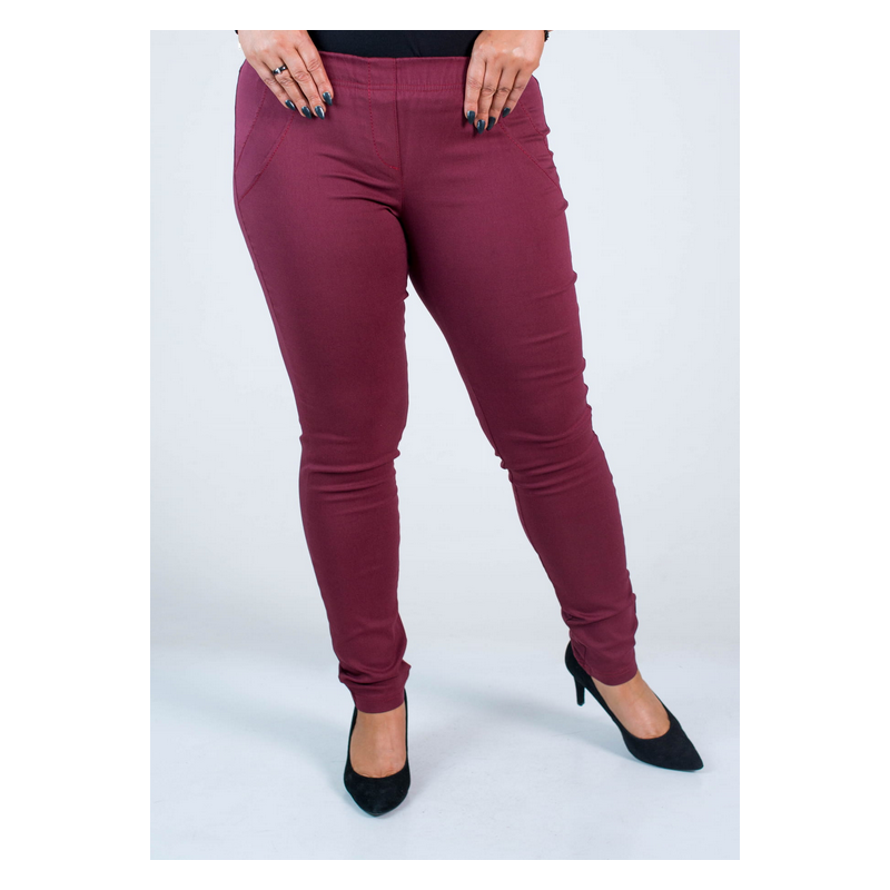Long stretch pants with a raised waist BENGALINY 07 K16 Burgundy