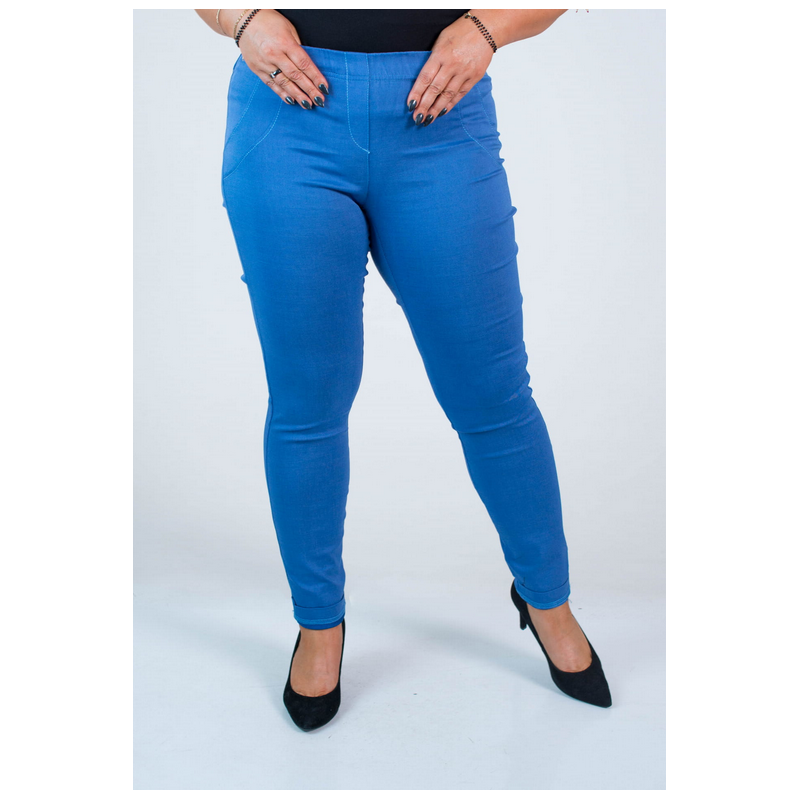 Long stretch pants with a raised waist BENGALINY 07 Blue