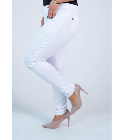 Elastic trousers with raised waist BENGALINY 07 K01 White