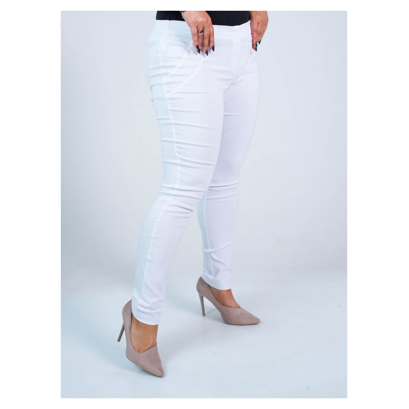Elastic trousers with raised waist BENGALINY 07 K01 White