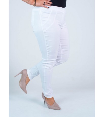Elastic trousers with raised waist BENGALINY 07 K01 White
