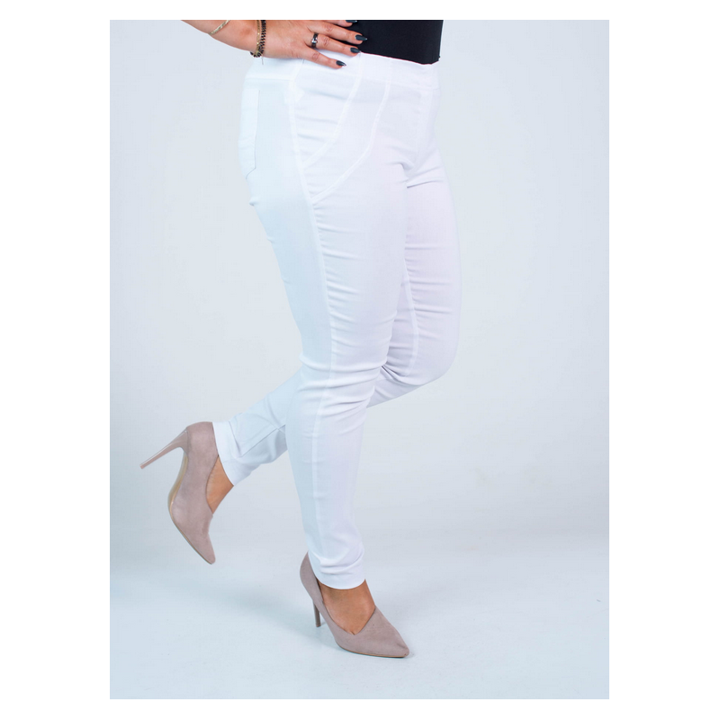 Elastic trousers with raised waist BENGALINY 07 K01 White