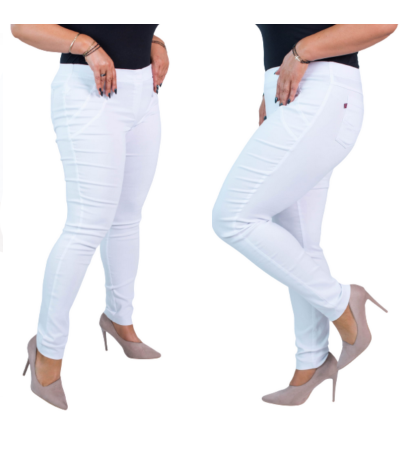 Elastic trousers with raised waist BENGALINY 07 K01 White