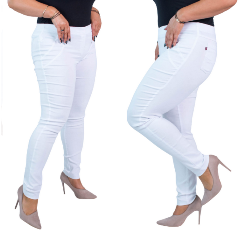 Elastic trousers with raised waist BENGALINY 07 K01 White