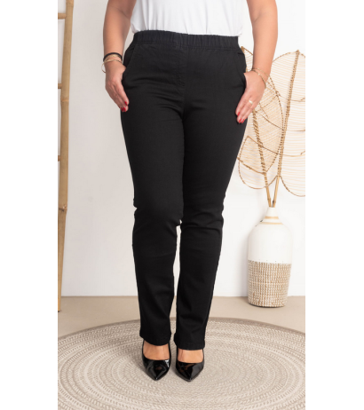 Long stretch jeans with a raised waist 02 CLASSIC Black