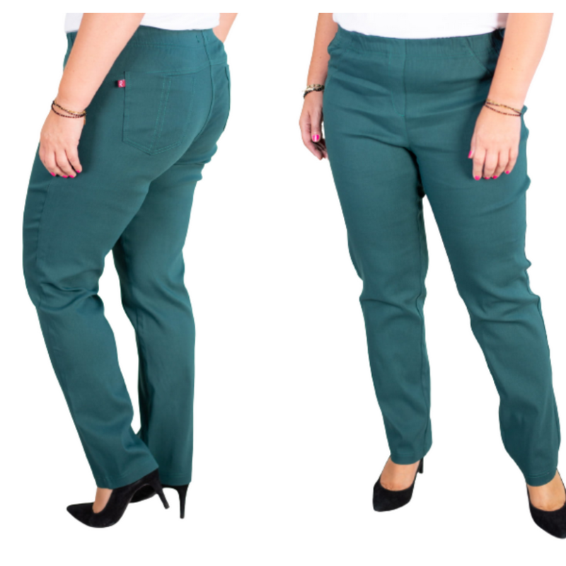 Ilgos tamprios kelnės tiesaus kirpimo paaukštintu liemeniu BENGALINY 02 K22 Malachit