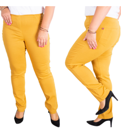 Long stretch pants with a raised waist BENGALINY 02 K26 Merigold