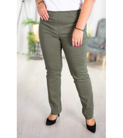 Long stretch pants with a raised waist BENGALINY 02 K15 Olive green