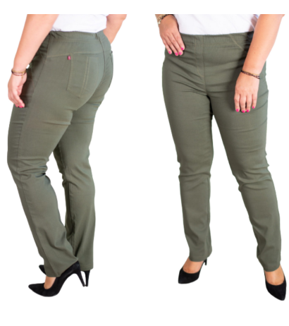 Garas stieptas bikses ar paaugstinātu vidukli BENGALINY 02 K15 Olive green