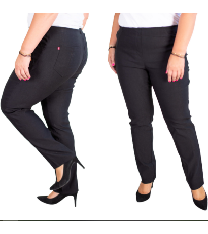 Ilgos tamprios kelnės tiesaus kirpimo paaukštintu liemeniu BENGALINY 02 K10 Black