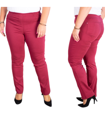 Long stretch pants with a raised waist BENGALINY 02 K16 Cherry
