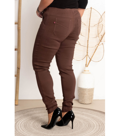 Long stretch pants with a raised waist BENGALINY 09 K09 Chocolate