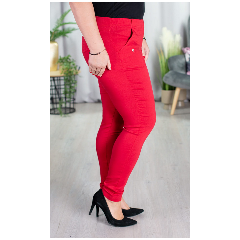 Long stretch pants with a raised waist BENGALINY 09 K05 Red