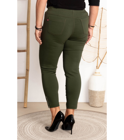 Tamprios kelnės paaukštintu liemeniu BENGALINY 04 K15 Khaki