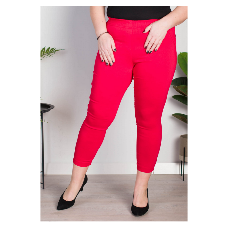 Elastic trousers with raised waist BENGALINY 04 Red