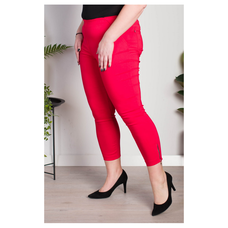 Elastic trousers with raised waist BENGALINY 04 Red