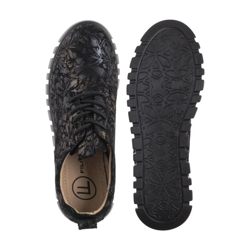 Filippo Czarne Kwiaty DP6846/25 BK FL (FO177-a) shoes