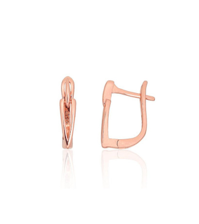 Sidabriniai auskarai ant cilindrinės spynos 2204165(PAu-R), Sidabras 925°, raudonas auksas (padengti)